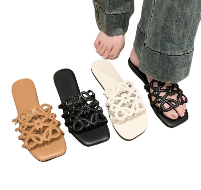 画像5: Flat Leather Pattern Sandal Slippers　フラットレザー模様サンダルスリッパ (5)