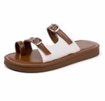 画像1: Roman Open Toe Flat Sandals Sandals slippers　ローマンオープントゥフラットサンダルスリッパ (1)