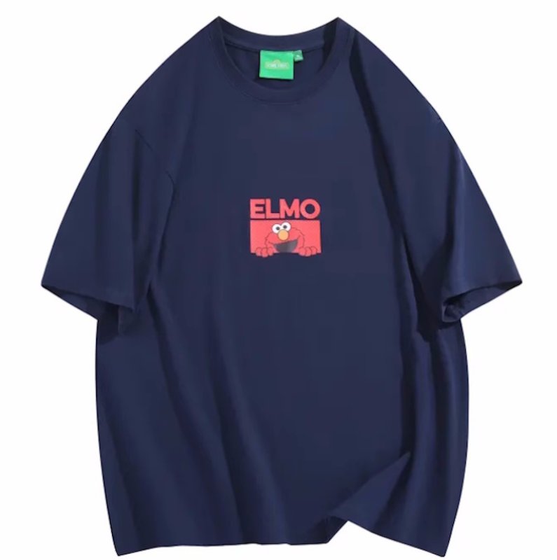 画像1: unisex Box Sesame Street Elmo  Print Short Sleeve T-Shirt  　ボックスセサミストリート エルモプリント半袖ラウンドネック Tシャツ ユニセックス 男女兼用 (1)