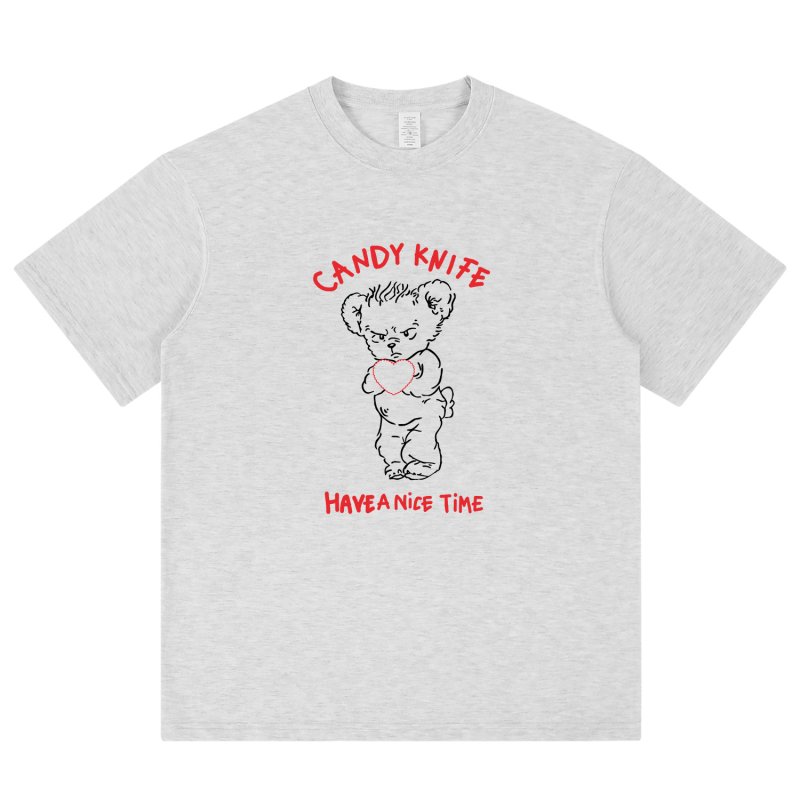画像1: unisex ugly baby bear Print Short Sleeve T-Shirt  　アグリーベビーベアプリント半袖ラウンドネック Tシャツ ユニセックス 男女兼用 (1)