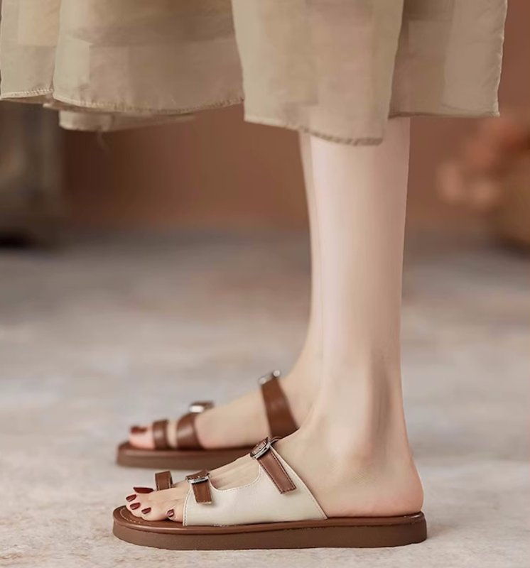 画像6: Roman Open Toe Flat Sandals Sandals slippers　ローマンオープントゥフラットサンダルスリッパ (6)