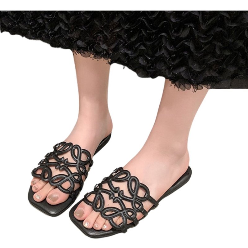 画像4: Flat Leather Pattern Sandal Slippers　フラットレザー模様サンダルスリッパ (4)