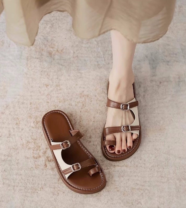 画像5: Roman Open Toe Flat Sandals Sandals slippers　ローマンオープントゥフラットサンダルスリッパ (5)