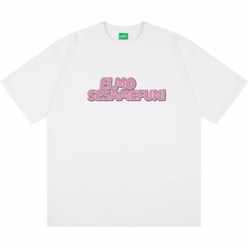 画像9: unisex Sesame Street Elmo Box Print Short Sleeve T-Shirt  　セサミストリートエルモボックスプリント半袖ラウンドネック Tシャツ ユニセックス 男女兼用 (9)