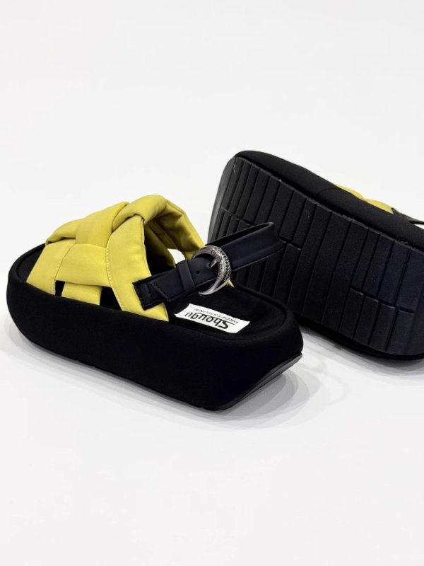 画像7: Woven platform back strap sandals 編み込みプラットフォーム厚底バックストラップサンダル (7)