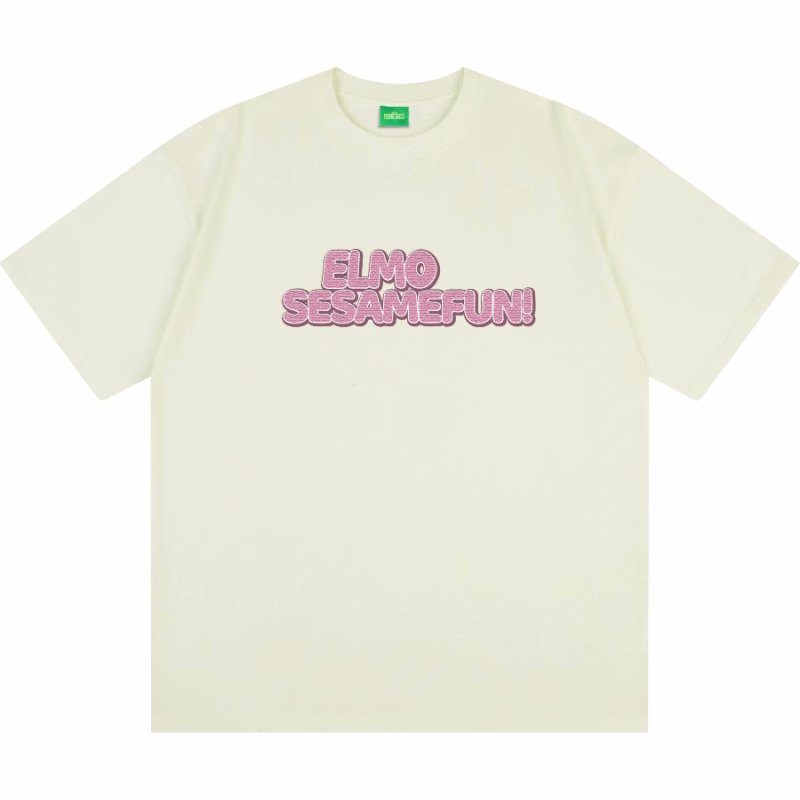 画像10: unisex Sesame Street Elmo Box Print Short Sleeve T-Shirt  　セサミストリートエルモボックスプリント半袖ラウンドネック Tシャツ ユニセックス 男女兼用 (10)