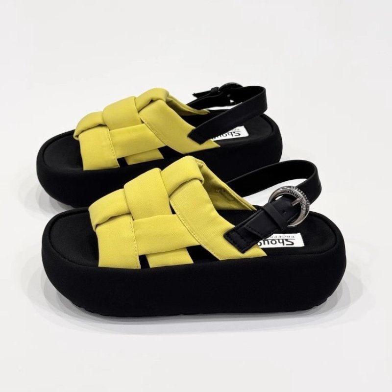 画像3: Woven platform back strap sandals 編み込みプラットフォーム厚底バックストラップサンダル (3)