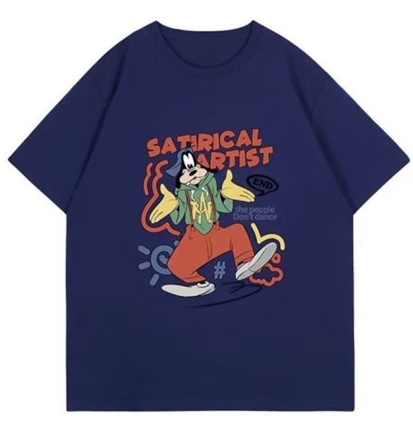 画像1: unisex Multicolor Goofy Print Short Sleeve T-Shirt  　マルチカラーグーフィープリント半袖ラウンドネック Tシャツ ユニセックス 男女兼用 (1)