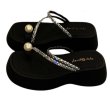 画像2: Thick-soled thong rhinestone strap & pearl sandal slippers　ラインストーンストラップ&パールプラットフォーム厚底サンダルスリッパ (2)