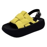 画像1: Woven platform back strap sandals　編み込みプラットフォーム厚底バックストラップサンダル (1)