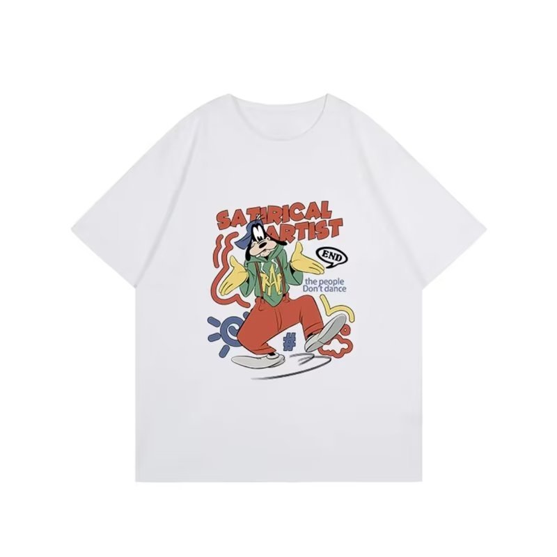 画像2: unisex Multicolor Goofy Print Short Sleeve T-Shirt  　マルチカラーグーフィープリント半袖ラウンドネック Tシャツ ユニセックス 男女兼用 (2)