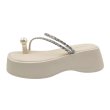 画像1: Thick-soled thong rhinestone strap & pearl sandal slippers　ラインストーンストラップ&パールプラットフォーム厚底サンダルスリッパ (1)