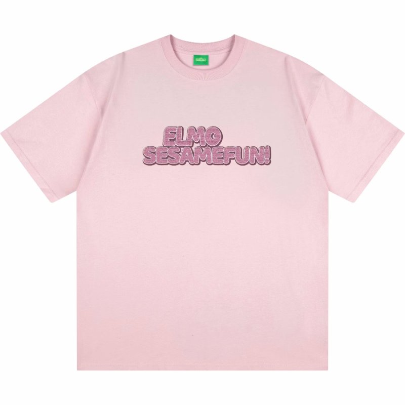 画像12: unisex Sesame Street Elmo Box Print Short Sleeve T-Shirt  　セサミストリートエルモボックスプリント半袖ラウンドネック Tシャツ ユニセックス 男女兼用 (12)