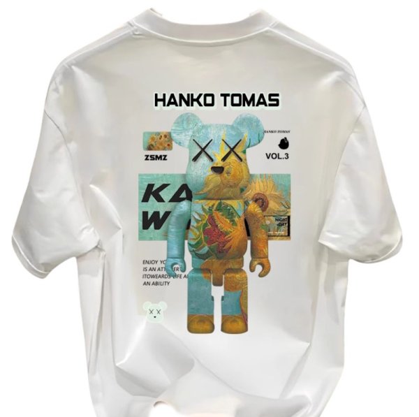 画像1: unisex KAWS x Sunflower Bearbrick Print Short Sleeve T-Shirt  　カウズ×サンフラワーひまわりベアブリックプリント半袖ラウンドネック Tシャツ ユニセックス 男女兼用 (1)