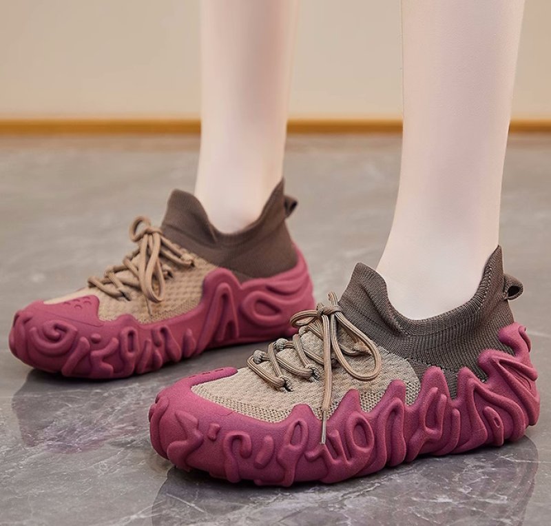 画像15: Women's Lace-up flying woven knit sneaker shoes　 レースアップフライングウーブンニットスニーカーシューズ (15)