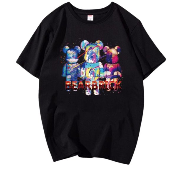 画像1: unisex Rainbow Bearbrick Print Short Sleeve T-Shirt  　レインボーベアブリックプリント半袖ラウンドネック Tシャツ ユニセックス 男女兼用 (1)