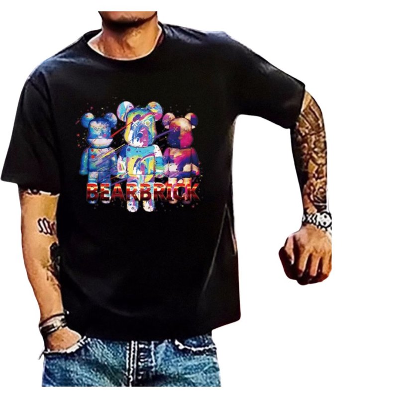 画像4: unisex Rainbow Bearbrick Print Short Sleeve T-Shirt  　レインボーベアブリックプリント半袖ラウンドネック Tシャツ ユニセックス 男女兼用 (4)