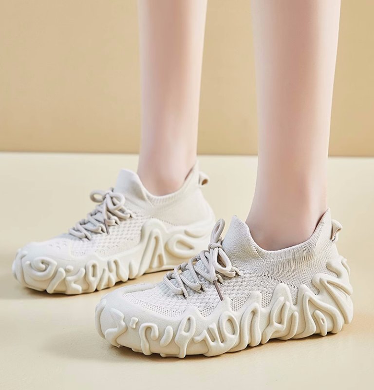 画像18: Women's Lace-up flying woven knit sneaker shoes　 レースアップフライングウーブンニットスニーカーシューズ (18)