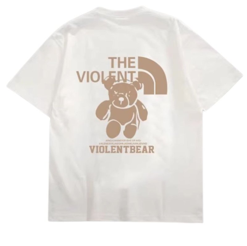 画像2: unisex  Violentbear Print Short Sleeve T-Shirt  　ヴァイオレントベア熊プリント半袖ラウンドネック Tシャツ ユニセックス 男女兼用 (2)