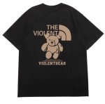 画像1: unisex  Violentbear Print Short Sleeve T-Shirt  　ヴァイオレントベア熊プリント半袖ラウンドネック Tシャツ ユニセックス 男女兼用 (1)