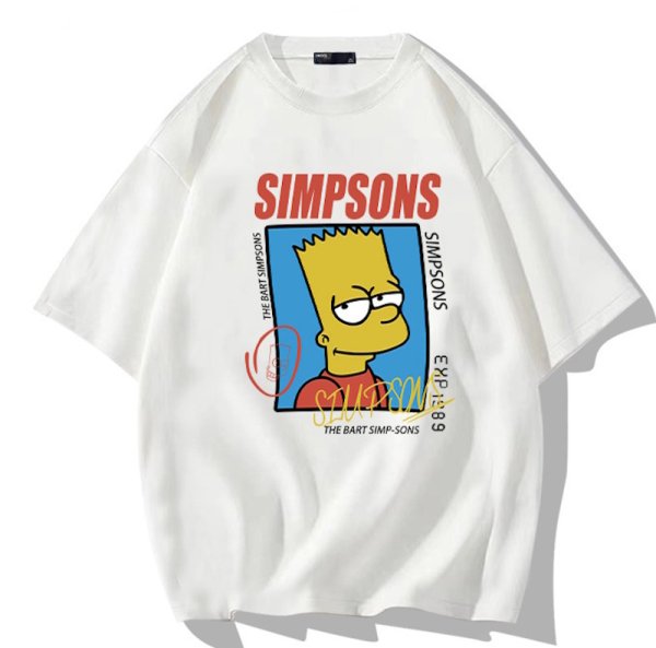 画像1: unisex The Simpsons box bart simpson Print T-Shirt  　シンプソンズバートシンプソンプリント半袖ラウンドネック Tシャツ ユニセックス 男女兼用 (1)