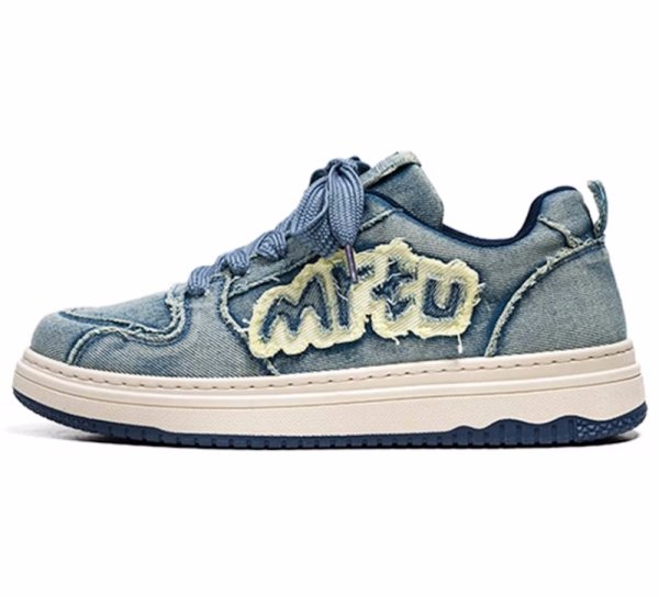 画像1: Denim in trend retro canvas  Lace-up sneaker shoes　 ユニセックス 男女兼用 デニムイントレンドレトロキャンバスレースアップスニーカー (1)