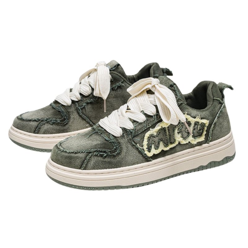 画像4: Denim in trend retro canvas  Lace-up sneaker shoes　 ユニセックス 男女兼用 デニムイントレンドレトロキャンバスレースアップスニーカー (4)