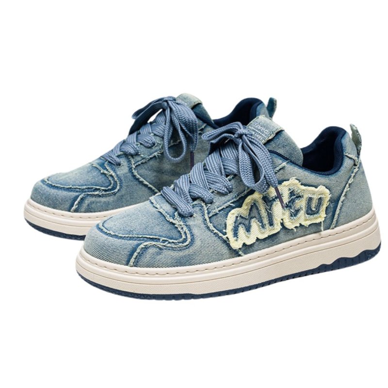 画像3: Denim in trend retro canvas  Lace-up sneaker shoes　 ユニセックス 男女兼用 デニムイントレンドレトロキャンバスレースアップスニーカー (3)