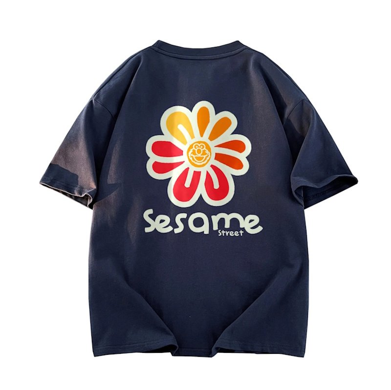 画像5: unisex  Sesame Street Flower T-Shirt    セサミストリートフラワー半袖ラウンドネック Tシャツ ユニセックス 男女兼用 (5)