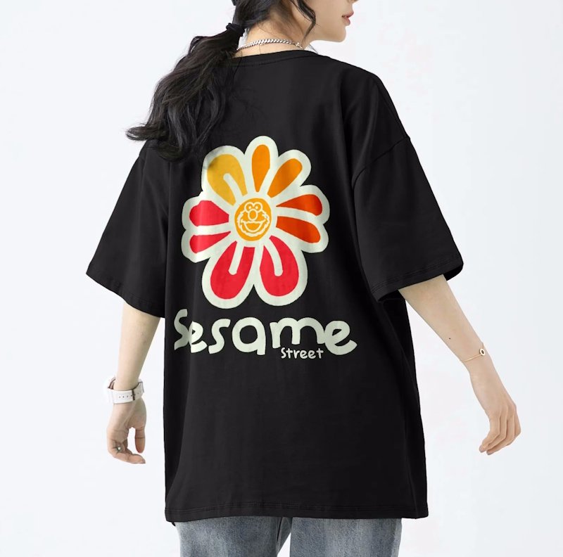 画像10: unisex  Sesame Street Flower T-Shirt    セサミストリートフラワー半袖ラウンドネック Tシャツ ユニセックス 男女兼用 (10)