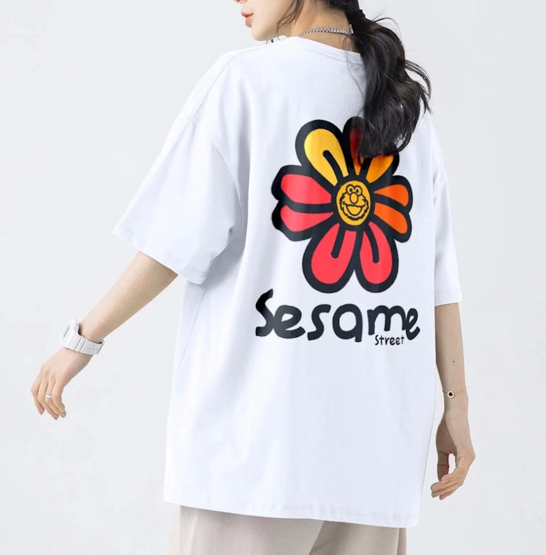 画像9: unisex  Sesame Street Flower T-Shirt    セサミストリートフラワー半袖ラウンドネック Tシャツ ユニセックス 男女兼用 (9)