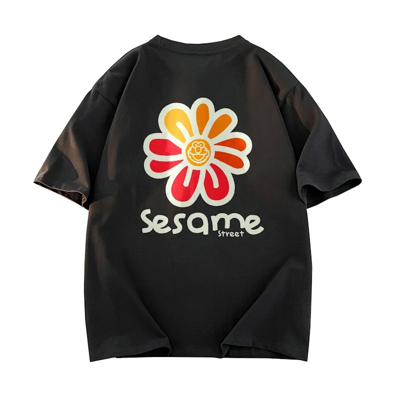 画像2: unisex  Sesame Street Flower T-Shirt    セサミストリートフラワー半袖ラウンドネック Tシャツ ユニセックス 男女兼用 (2)