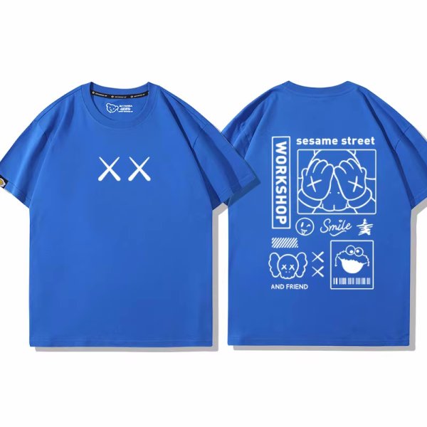 画像1: unisex  KAWS x Sesame Street T-Shirt    カウズ×セサミストリート半袖ラウンドネック Tシャツ ユニセックス 男女兼用 (1)