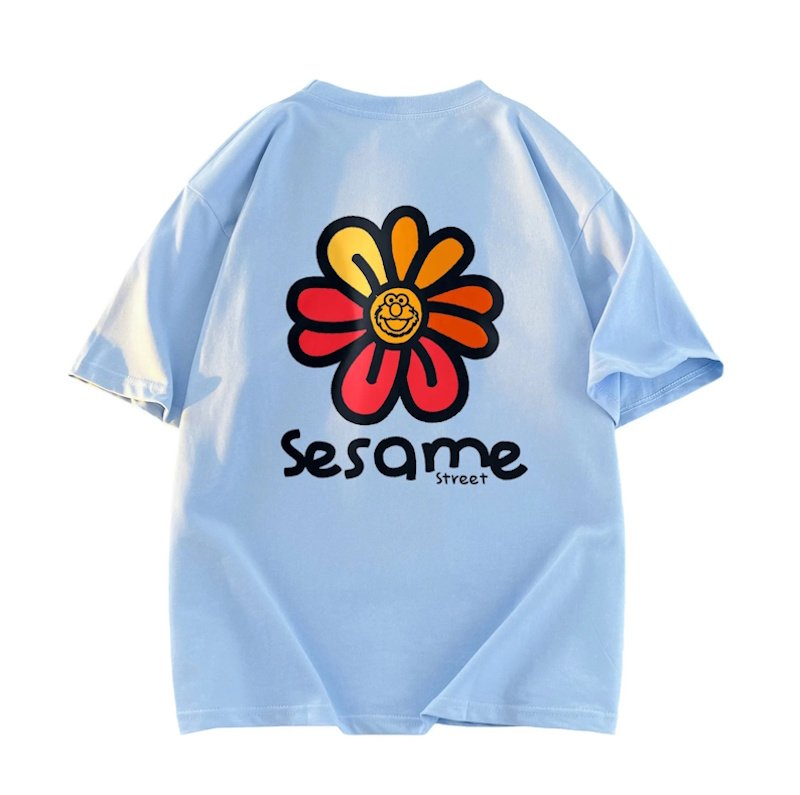 画像4: unisex  Sesame Street Flower T-Shirt    セサミストリートフラワー半袖ラウンドネック Tシャツ ユニセックス 男女兼用 (4)