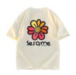 画像1: unisex  Sesame Street Flower T-Shirt    セサミストリートフラワー半袖ラウンドネック Tシャツ ユニセックス 男女兼用 (1)