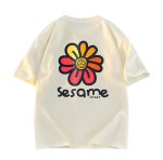 画像1: unisex  Sesame Street Flower T-Shirt    セサミストリートフラワー半袖ラウンドネック Tシャツ ユニセックス 男女兼用 (1)