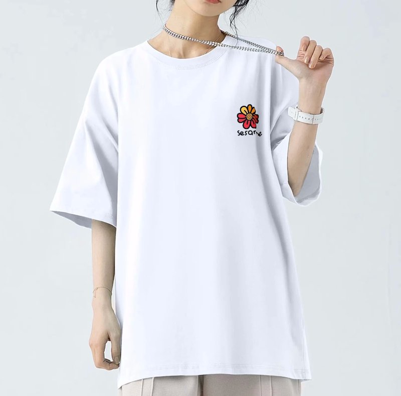 画像7: unisex  Sesame Street Flower T-Shirt    セサミストリートフラワー半袖ラウンドネック Tシャツ ユニセックス 男女兼用 (7)