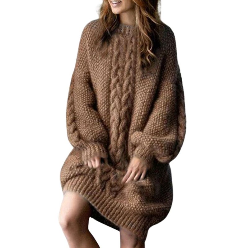 画像4: women's loose thin thick long-sleeved sweater dress長袖ニットドレス　ワンピース (4)