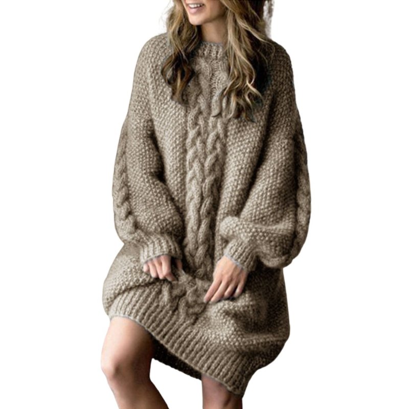 画像5: women's loose thin thick long-sleeved sweater dress長袖ニットドレス　ワンピース (5)