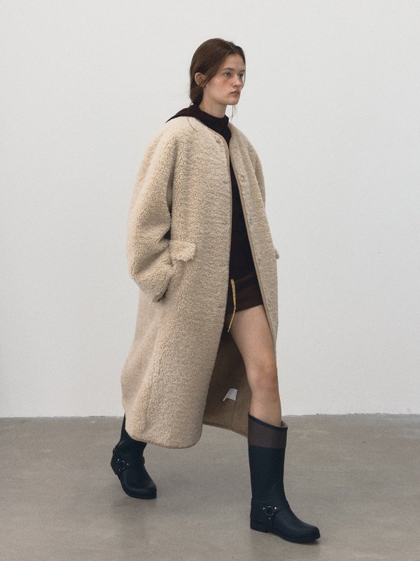 画像5: Women's Teddy bear real lambwool long fur Oversized coat オーバーサイズ 毛足長めのリアルラムウール テディベア ロングコート (5)