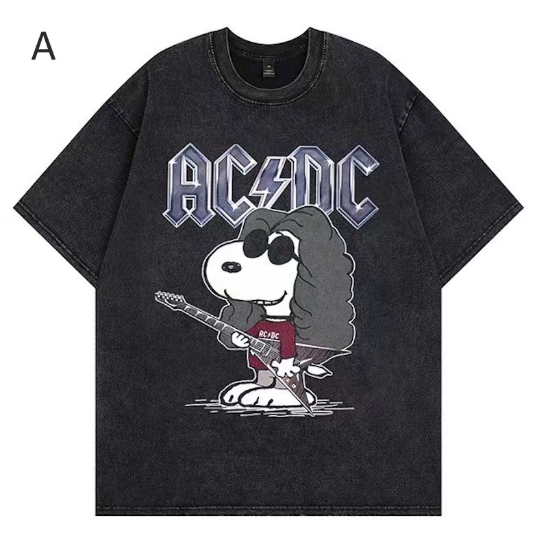 画像1: unisex Transformation Snoopy Vintage Style Print  T-Shirt  変身スヌーピー ヴィンテージスタイルプリント 半袖ラウンドネック Tシャツ ユニセックス 男女兼用 バンドT (1)