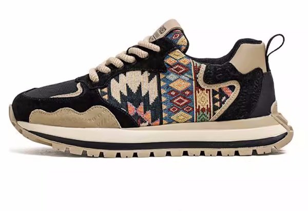 画像1: Ethnic Gobelin and Leather Lace-up sneaker shoes　エスニックゴブラン織り＆レザー ユニセックス 男女兼用レースアップスニーカー (1)