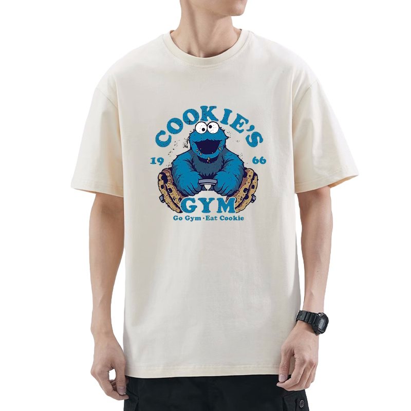 画像5: unisex Sesame Street Cookie MonsterT-shirt  セサミストリートクッキーモンスタープリント 半袖ラウンドネック Tシャツ ユニセックス 男女兼用 (5)