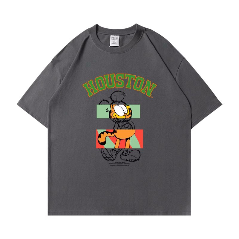 画像4: unisex houston garfield print  T-shirt  ヒューストンガーフィールドプリント 半袖ラウンドネック Tシャツ ユニセックス 男女兼用 (4)