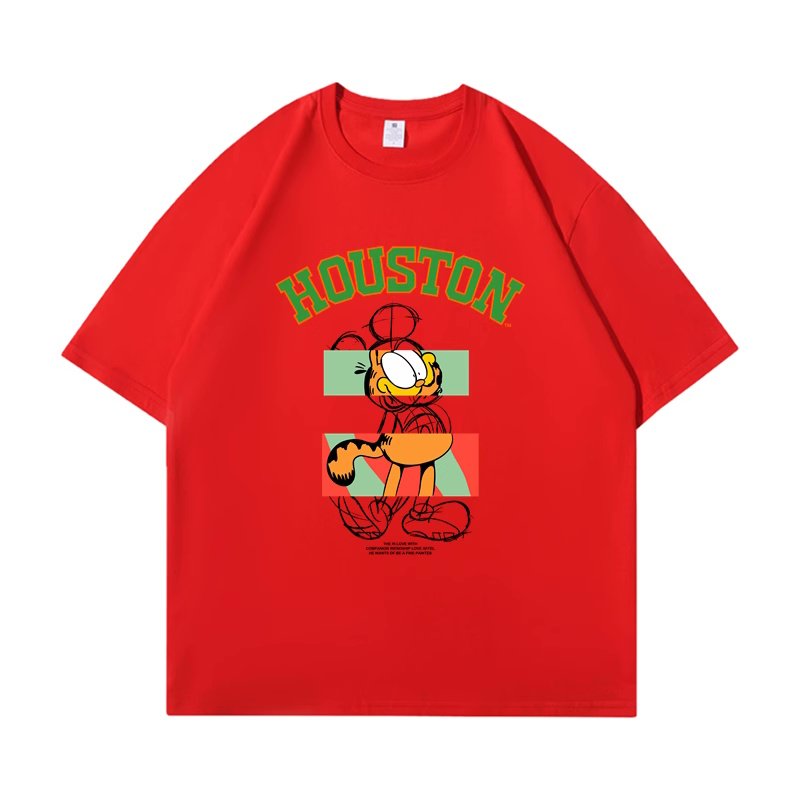 画像3: unisex houston garfield print  T-shirt  ヒューストンガーフィールドプリント 半袖ラウンドネック Tシャツ ユニセックス 男女兼用 (3)