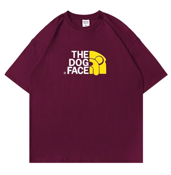 画像1: unisex Dog Face T-shirt  ドッグフェイスプリント 半袖ラウンドネック Tシャツ ユニセックス 男女兼用 (1)