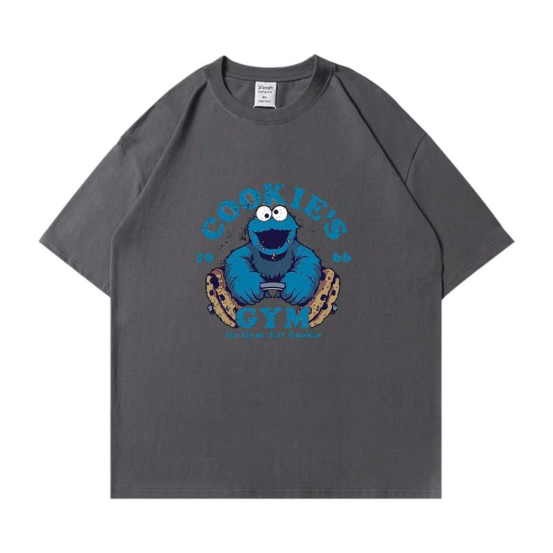 画像2: unisex Sesame Street Cookie MonsterT-shirt  セサミストリートクッキーモンスタープリント 半袖ラウンドネック Tシャツ ユニセックス 男女兼用 (2)