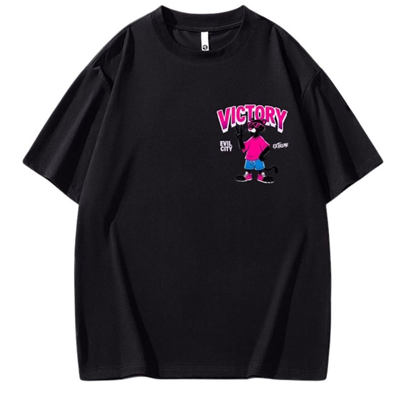 画像2: unisex VICTORY Bear One Point T-shirt  ビクトリーベアワンポイントプリント 半袖ラウンドネック Tシャツ ユニセックス 男女兼用 (2)