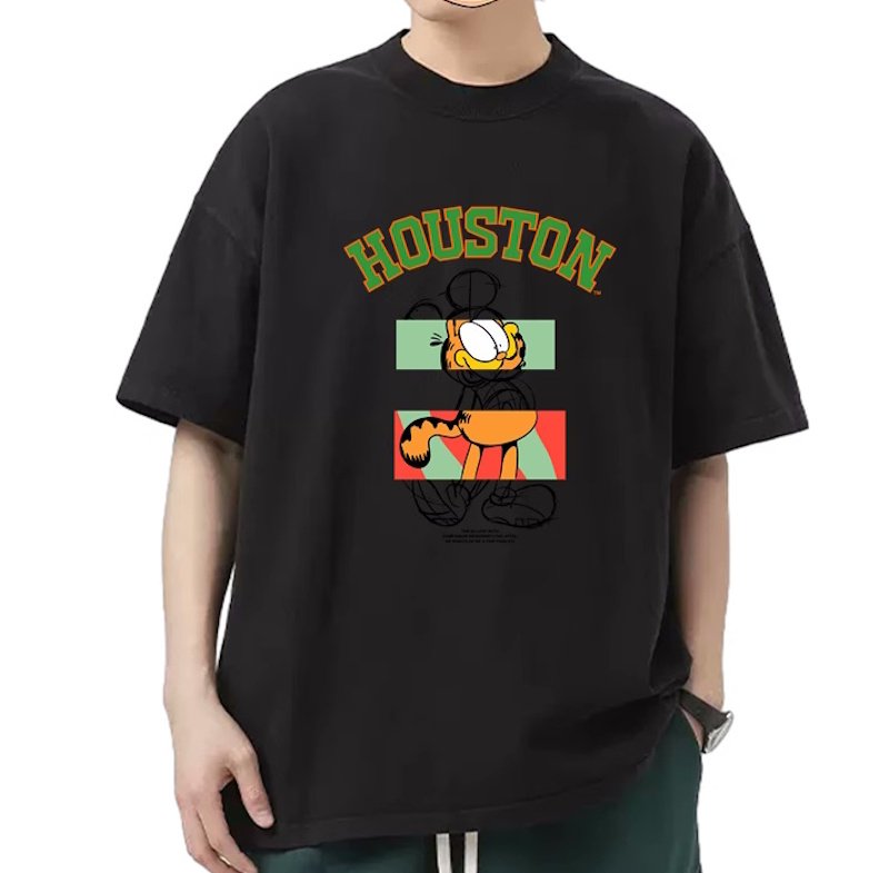 画像7: unisex houston garfield print  T-shirt  ヒューストンガーフィールドプリント 半袖ラウンドネック Tシャツ ユニセックス 男女兼用 (7)