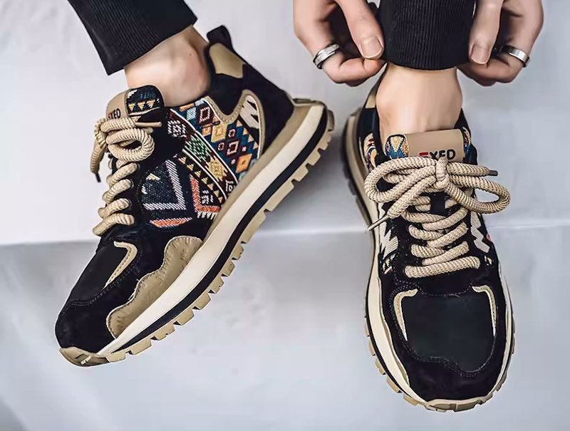 画像4: Ethnic Gobelin and Leather Lace-up sneaker shoes　エスニックゴブラン織り＆レザー ユニセックス 男女兼用レースアップスニーカー (4)